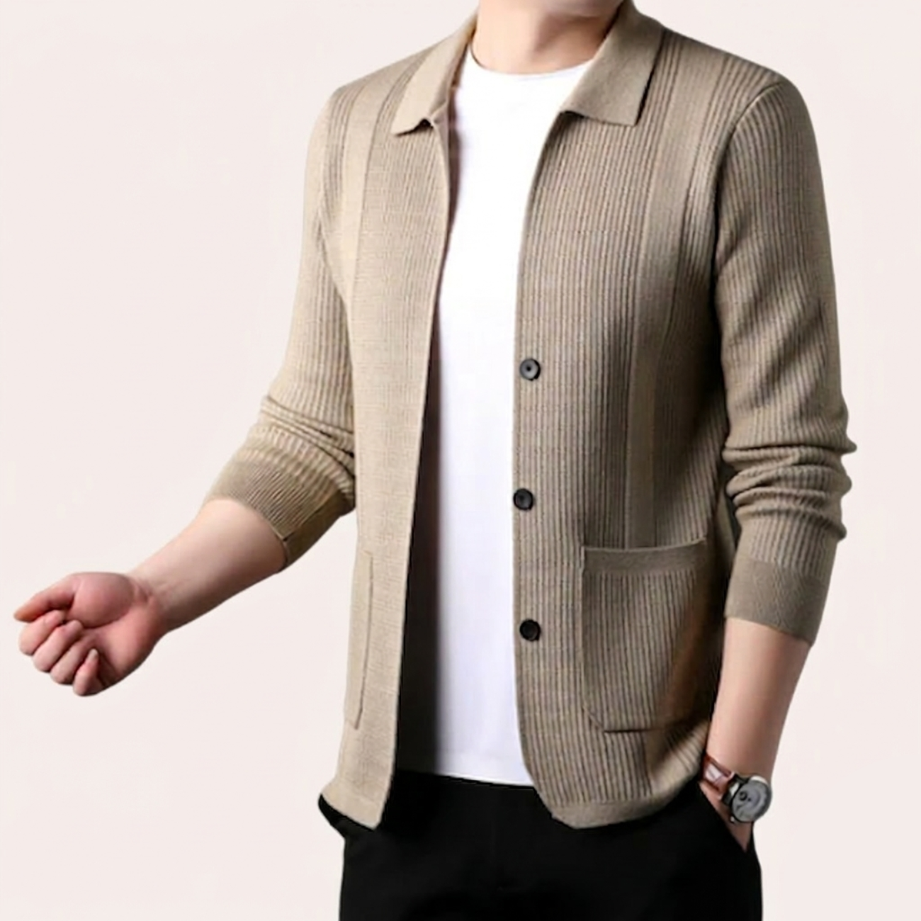 Korvex Long Sleeve Knitted Coat with Lapel