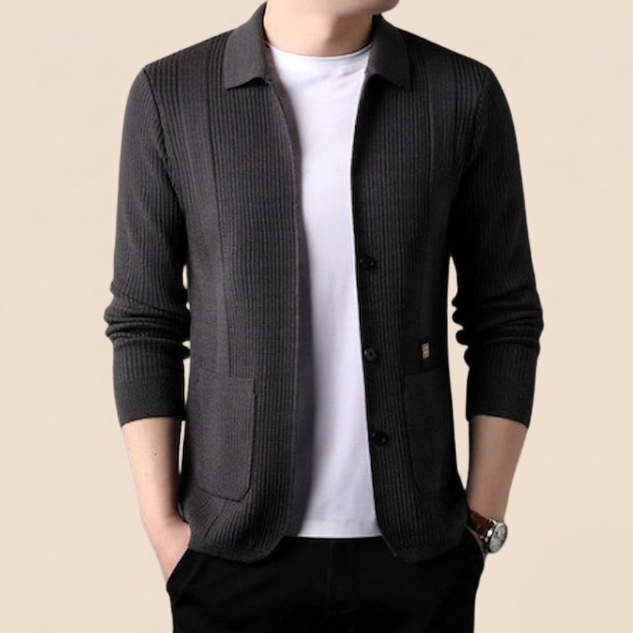 Korvex Long Sleeve Knitted Coat with Lapel