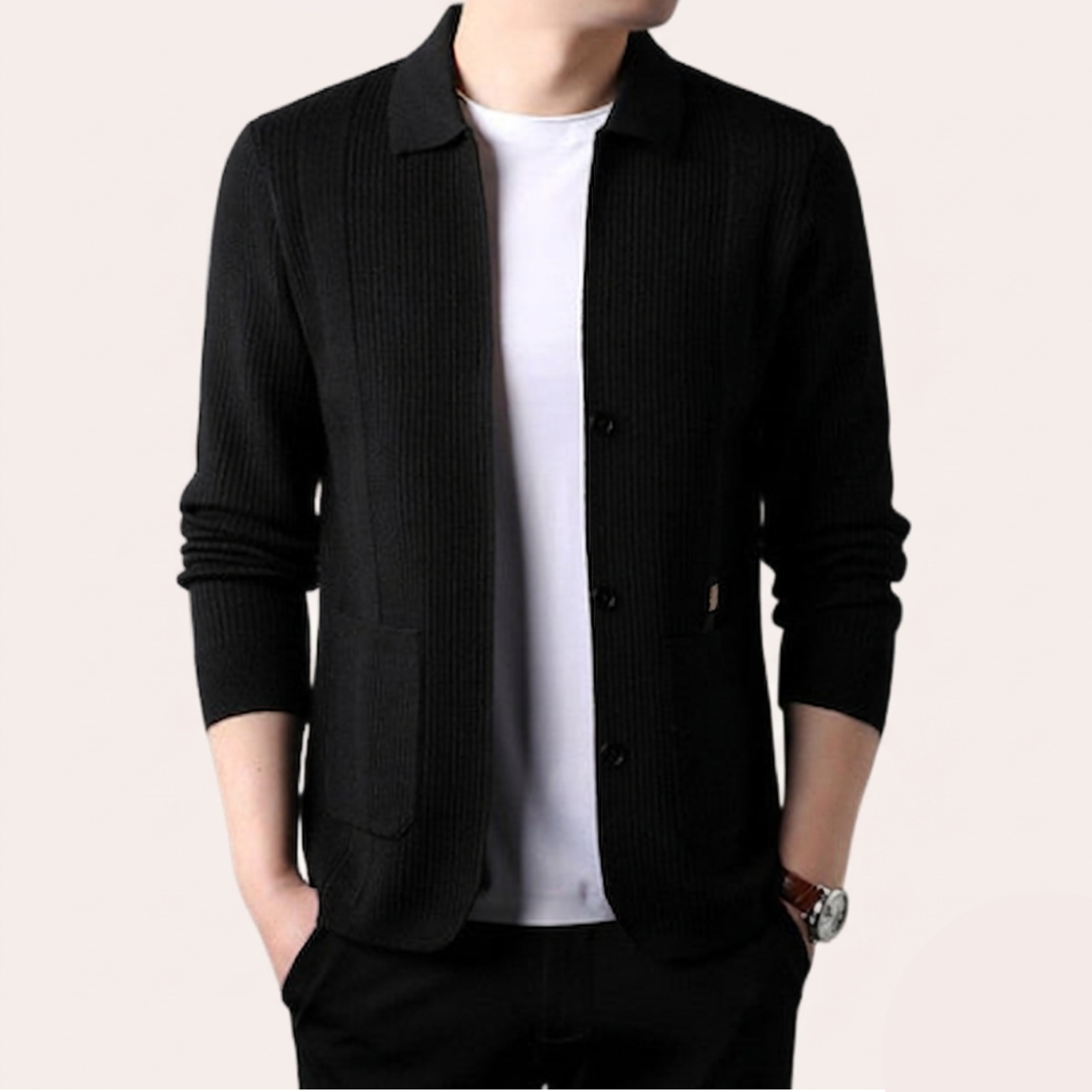 Korvex Long Sleeve Knitted Coat with Lapel