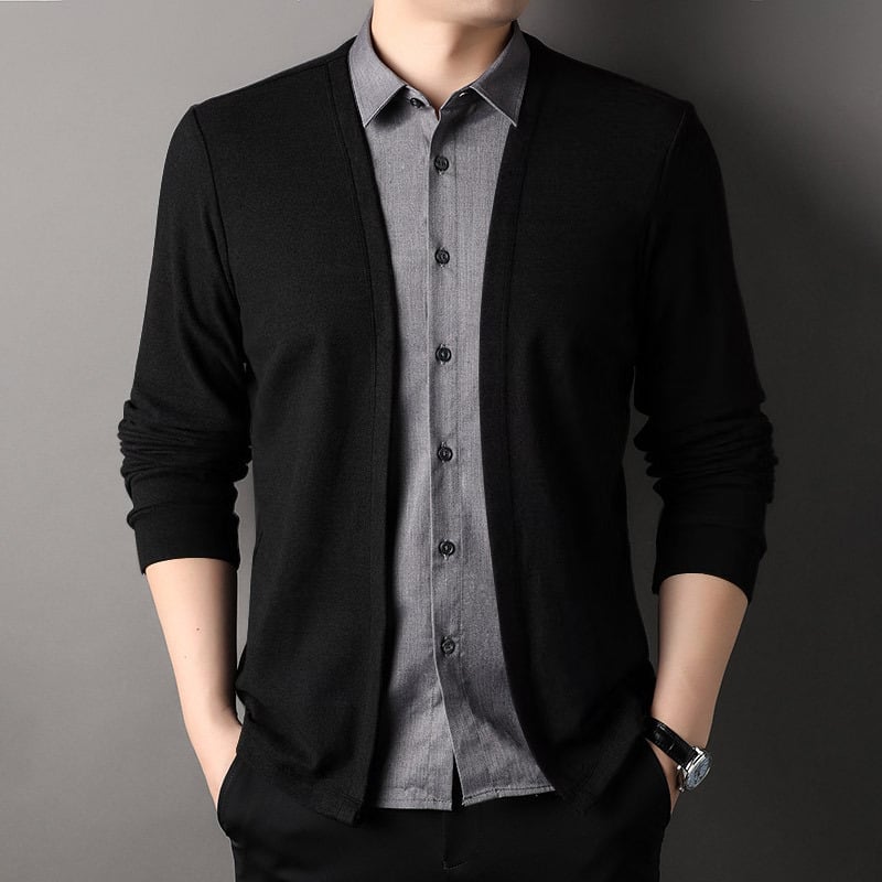 Korvex - Men's fake two-piece shirt collar knitted cardigan! 👔