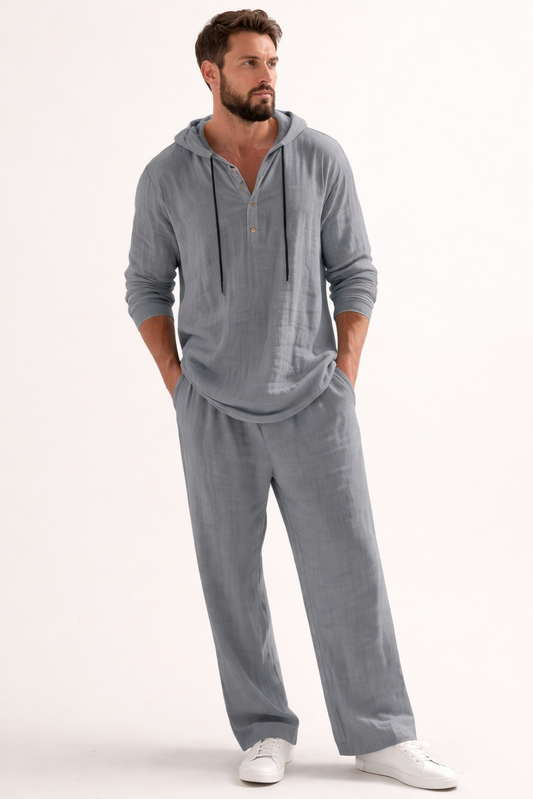 Korvex Casual 2-Piece Set with Hooded Top and Loose-Fit Trousers