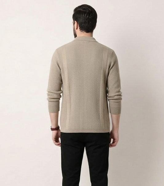 Korvex Long Sleeve Knitted Coat with Lapel