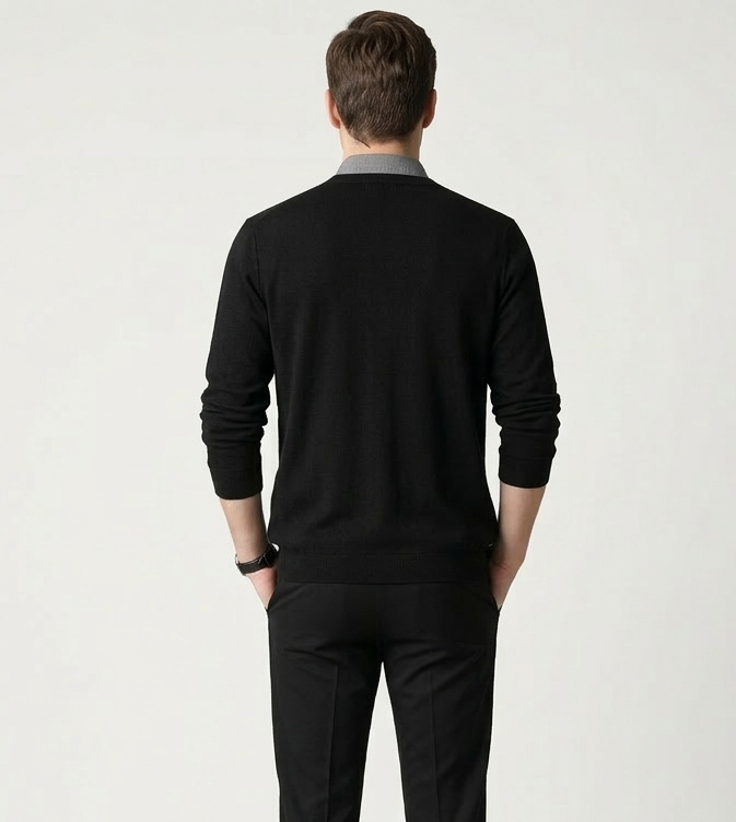 Korvex Men's fake two-piece shirt collar knitted cardigan