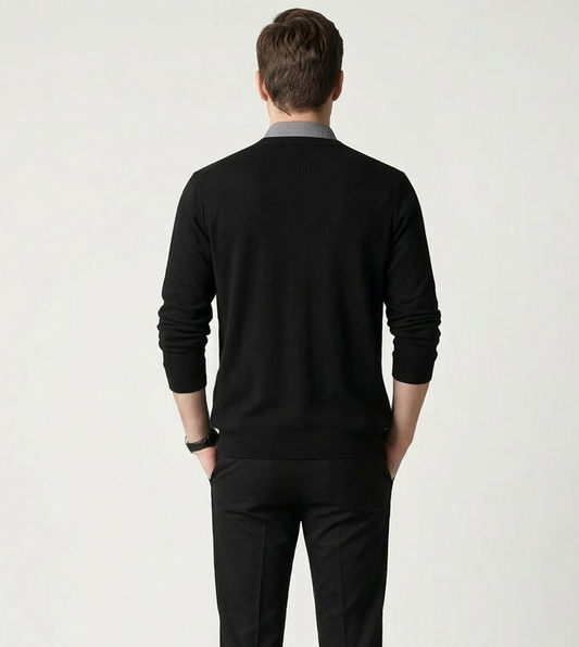 Korvex Men's fake two-piece shirt collar knitted cardigan