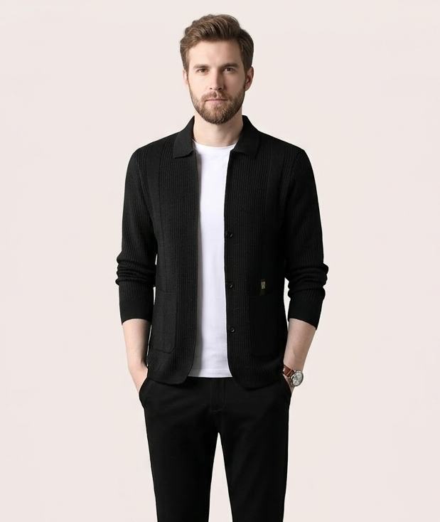 Korvex Long Sleeve Knitted Coat with Lapel