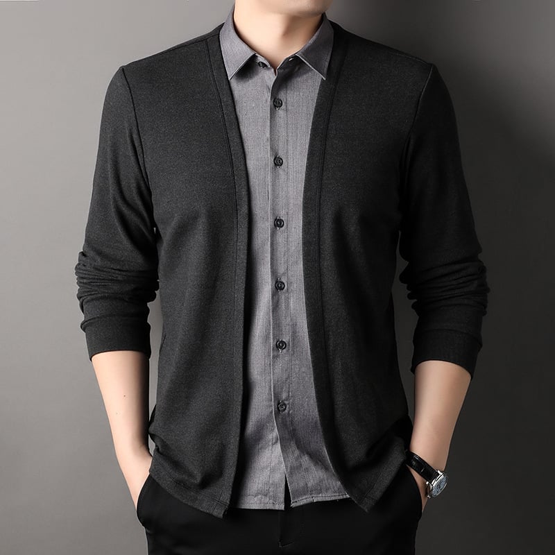 Korvex - Men's fake two-piece shirt collar knitted cardigan! 👔