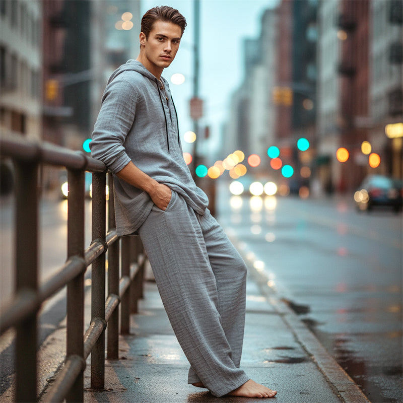 👕 60% OFF! 👖Men's Hooded Casual Loose Top & Pants 2-Piece Set🍂