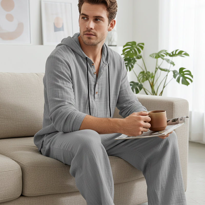 👕 60% OFF! 👖Men's Hooded Casual Loose Top & Pants 2-Piece Set🍂