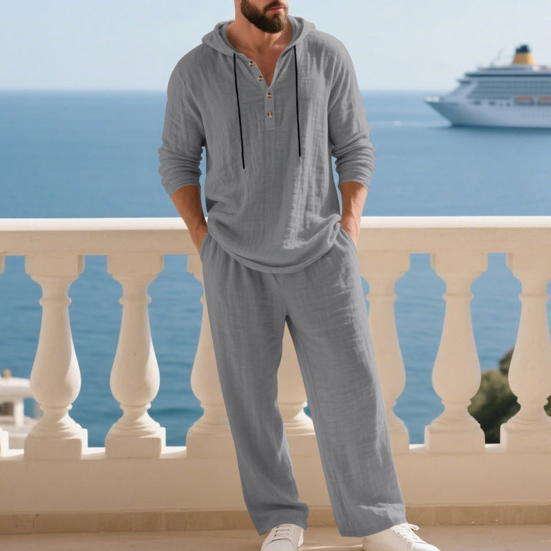 👕 60% OFF! 👖Men's Hooded Casual Loose Top & Pants 2-Piece Set🍂