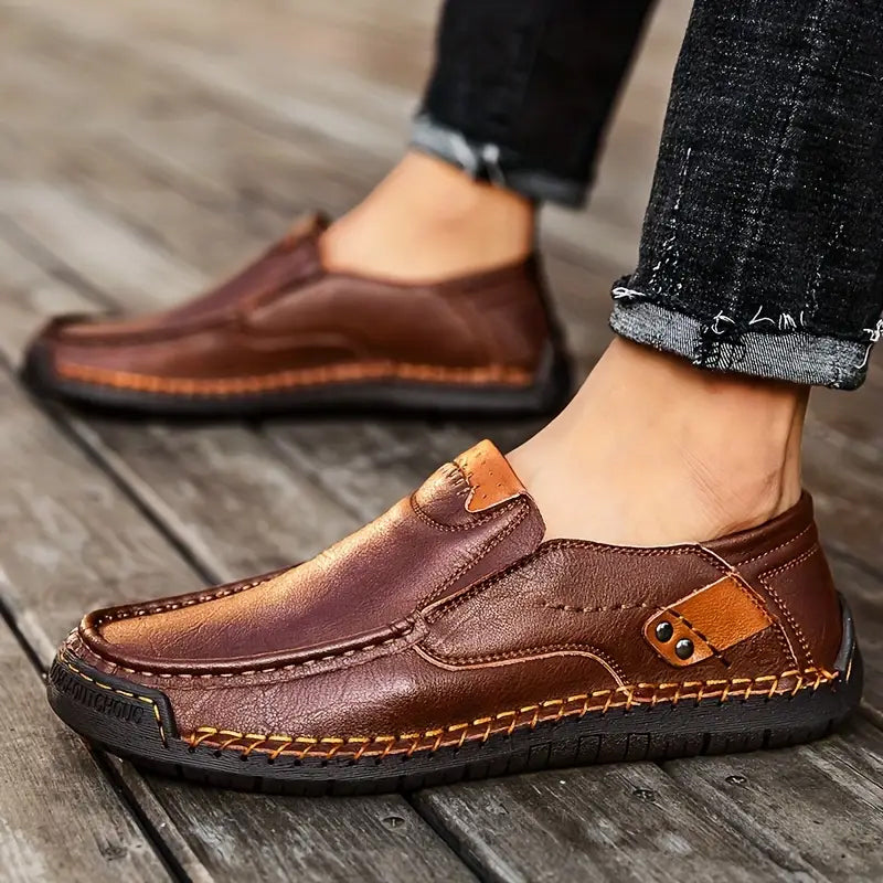 🔥 50% OFF ⏰ Classic Men’s Leather Shoes – Breathable Calfskin, Slip-On Comfort & Timeless Style! 👞✨