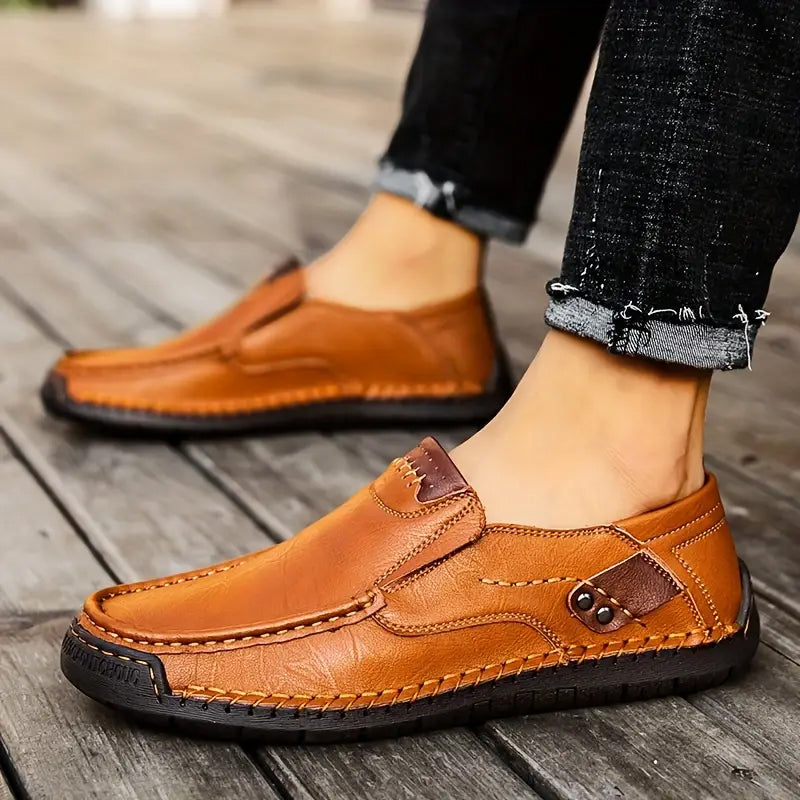 🔥 50% OFF ⏰ Classic Men’s Leather Shoes – Breathable Calfskin, Slip-On Comfort & Timeless Style! 👞✨